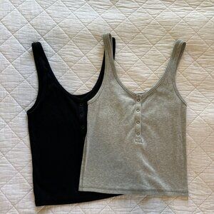 SET OF 2 - Abercrombie & Fitch Henley Tank Tops - Size Medium